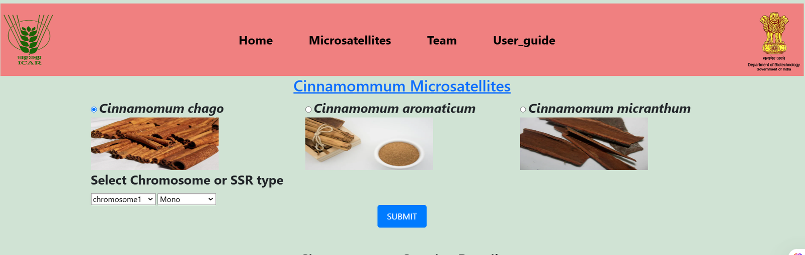 Step 2 - Select the species